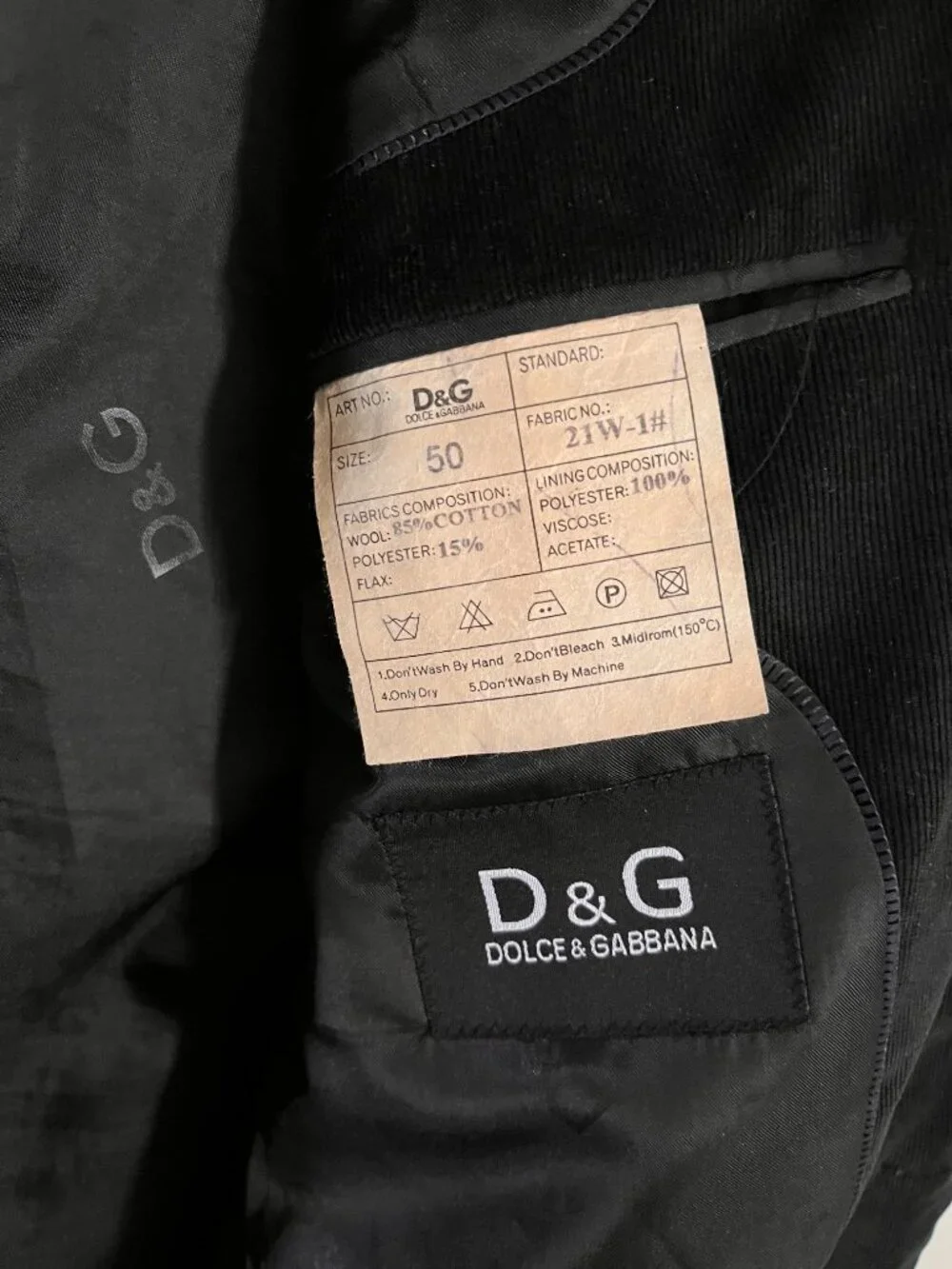Dolce & Gabbana Black Cord Blazer